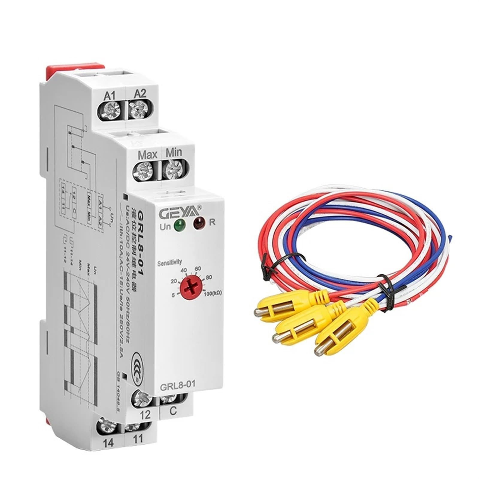 TYBOPHQJ GRL8 Liquid Level Control Relay 10A Electronic Controller wirh Sensor AC/DC24V-240V(GRL8-01 with Sensor)