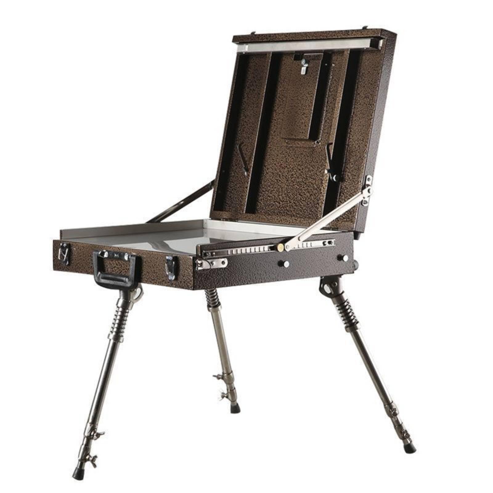 Industrial Container Chevalet Boîte Peinture avec Pieds Réglables Easel Valise Portable Coffret Rangement Artiste Support Toile Structure Inox Hauteur