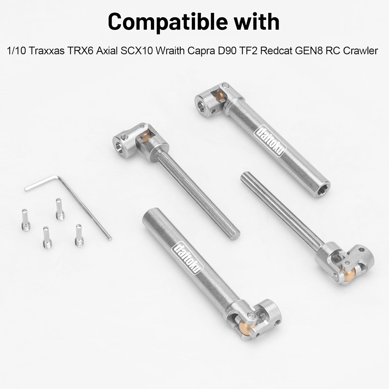 daitoku Stainless Steel Drive Shaft (112-165mm) for 1/10 Traxxas TRX6 Axial SCX10 Wraith Capra D90 TF2 Redcat GEN8 RC Crawler Car (2PCS)