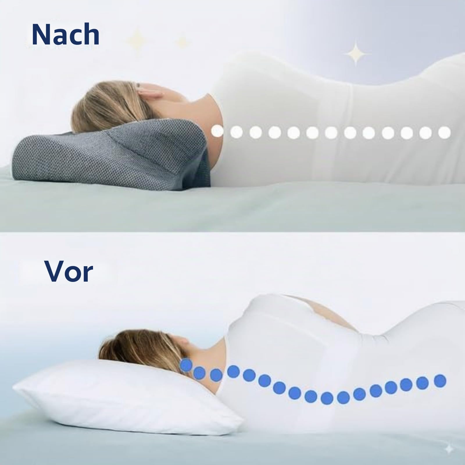 Anti-Schnarch-Kissen orthopädische Halswirbelstütze Memory-Schaum atmungsaktiv für alle Schlafpositionen Erwachsene