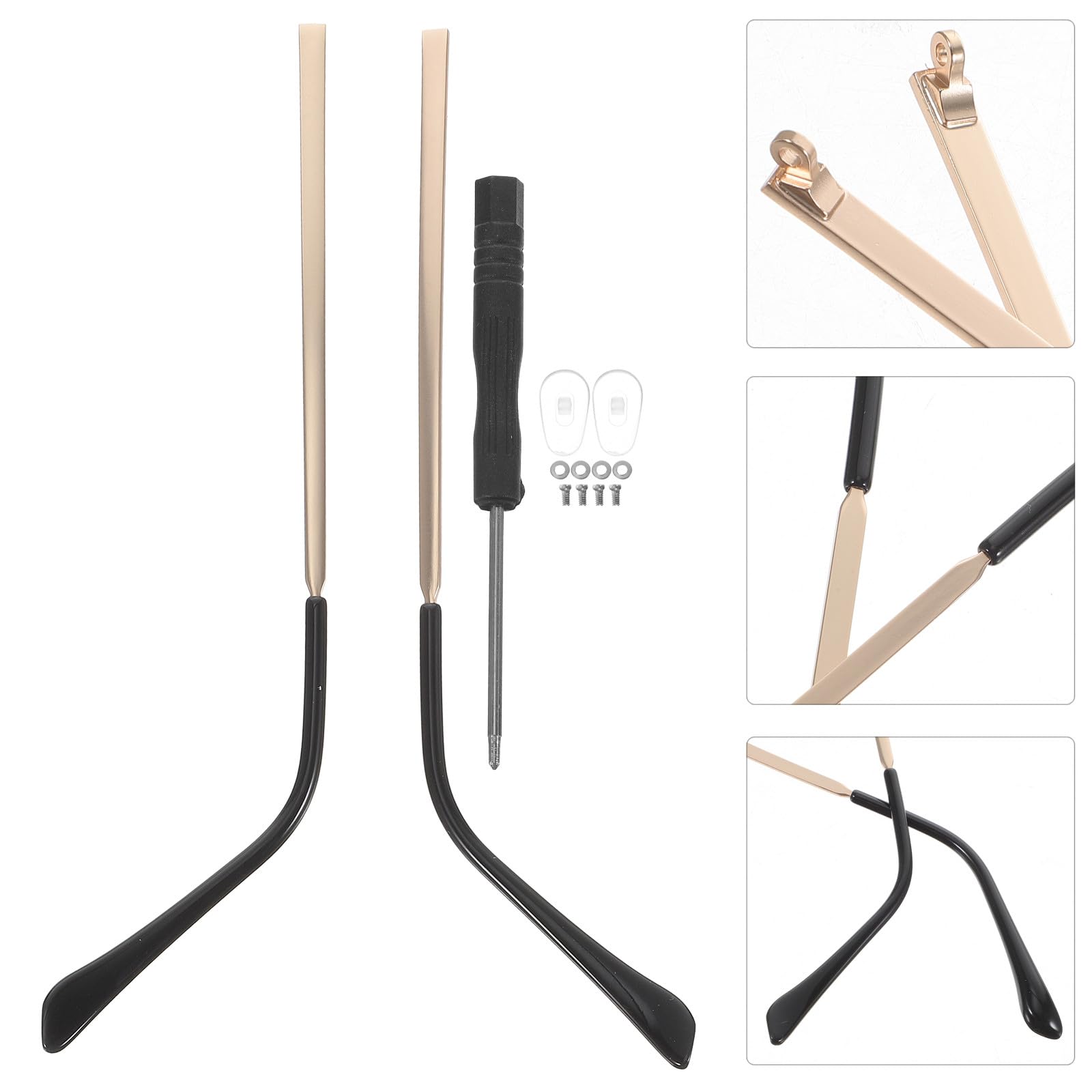 Gadpiparty Patillas de Repuesto Metálicas Aplicables para Gafas Brazos de Temple Resistentes Compatibles con Gafas de Sol y Miopía Accesorios para Reparación de Lentes