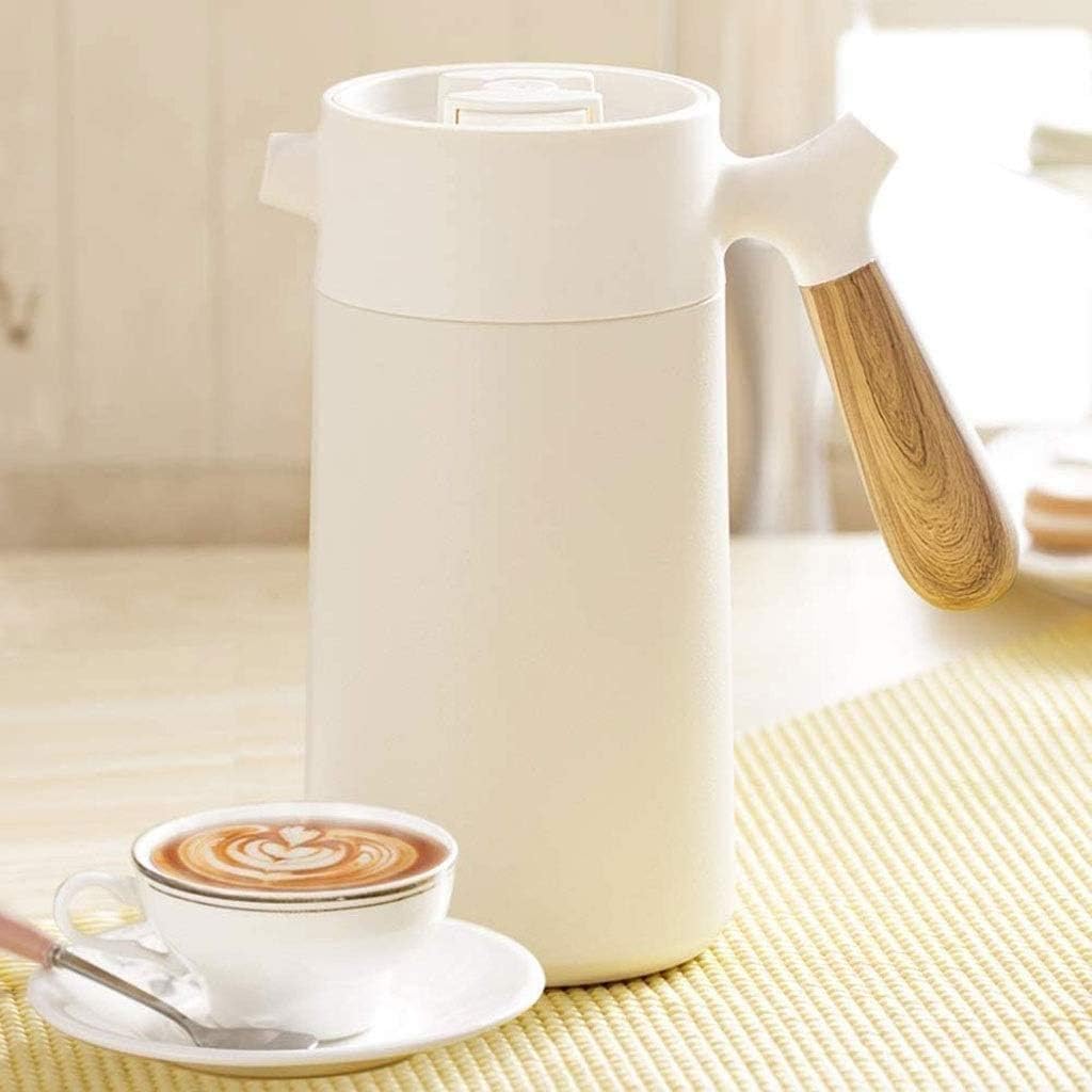 French Press Coffee Maker (1L)-Double Walled Large Coffee Press with 2 Filters, Stylish Rust Free Kitchen Accessory-Stainless Steel French Press with Teak Wood Handle (Color : White)