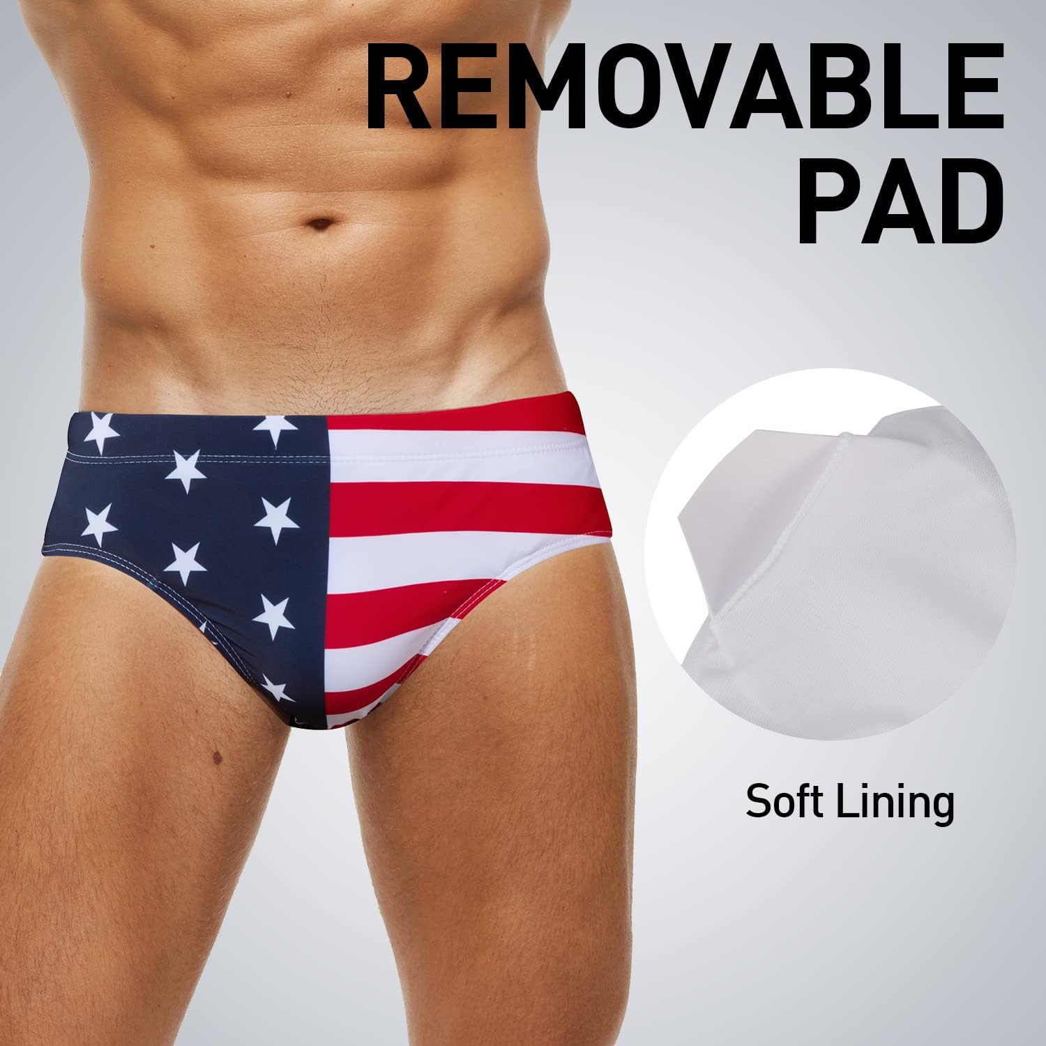 Arcweg Men's Swimming Trunks Briefs Low Waist with Removable Pad Swimwear Elastic Beach Shorts Boxers Underwear - Image 5