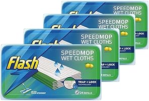Flash Speedmop Wet Cloth Refills, Floor Cleaner, Lemon, 96 Count (24 x 4)
