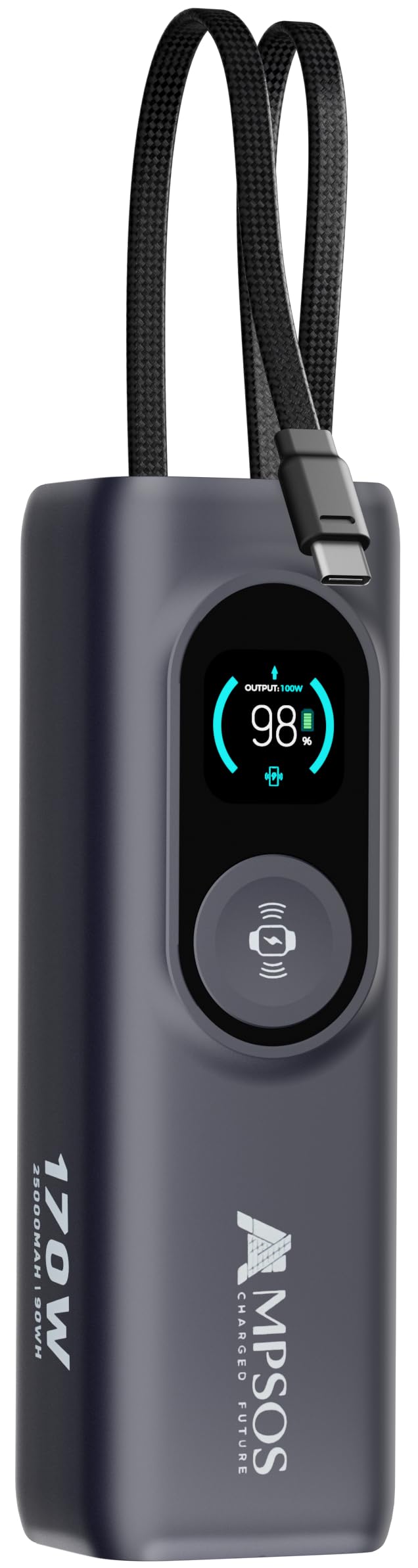 AMPSOS 170W Power Bank 25000mAh, 100W USB-C PD Laptop Charger, 90Wh TSA Approved Battery Pack