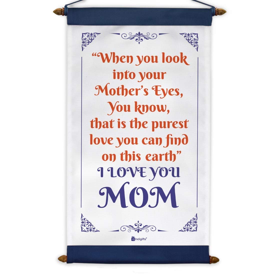 Indigifts I Love You Mom Quote Printed Scroll Card for Mom Mom 17 x 9.5 inches - Mothers Day Gifts for Mom, Anniversary Gift for Parents Special, Mom Birthday Gift, Birthday Gift for Mom
