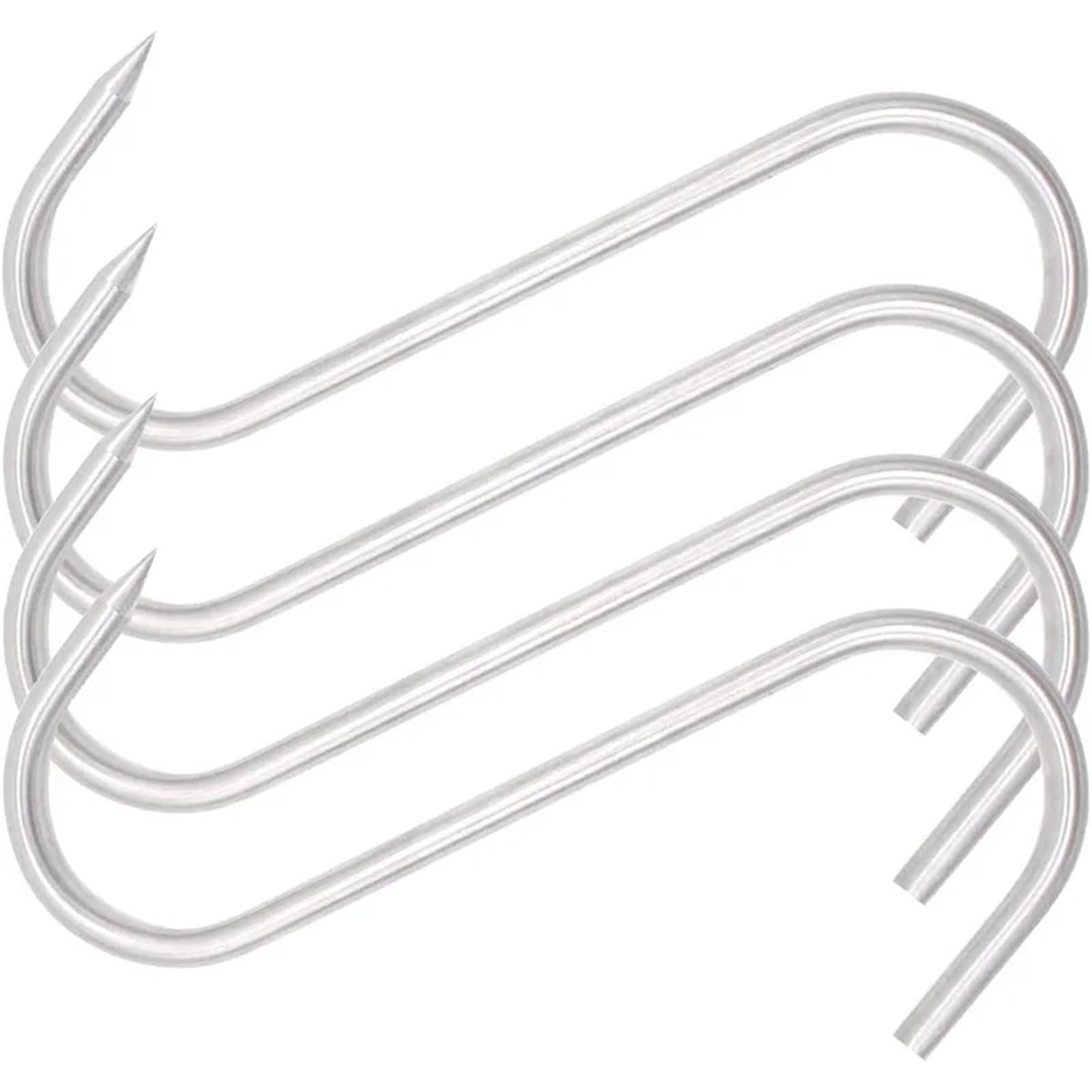 50 ganchos de acero inoxidable for carne, ganchos en forma de S de 8 pulgadas y 4/8 mm, for procesamiento de carnicero Para Carnes(8-Inch 8mm)