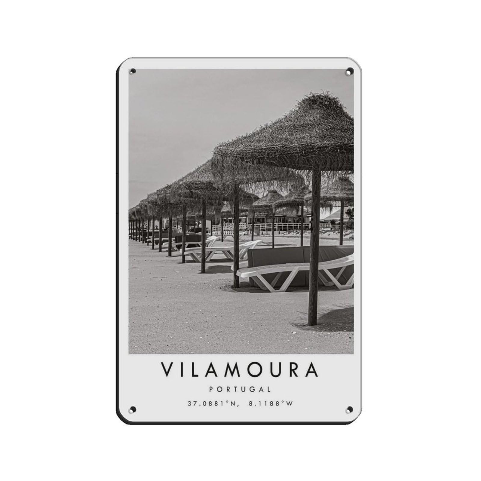 Vilamoura Travel Retro Poster Metal Tin Sign Chic Art Retro Iron Painting Bar People Cave Cafe Family Garage Poster Wall Decoration 8x12inch(20x30cm)