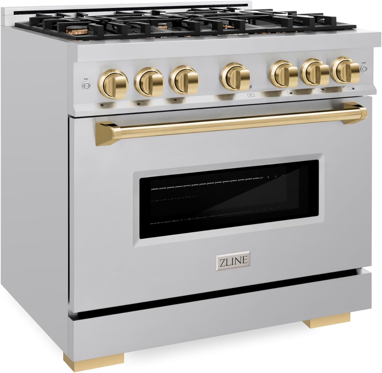 ZLINE Autograph Edition 36 in. 5.2 cu. ft. Classic Dual Fuel Range with 6 Burner Gas Cooktop and Electric Convection Oven in Stainless Steel with Polished Gold Accents (CDRZ-36-G)