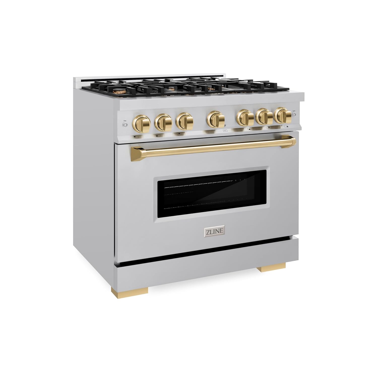 ZLINE Autograph Edition 36 in. 5.2 cu. ft. Classic Gas Range with 6 Burner Cooktop and Convection Gas Oven in Stainless Steel and Polished Gold Accents (CGRZ-36-G)