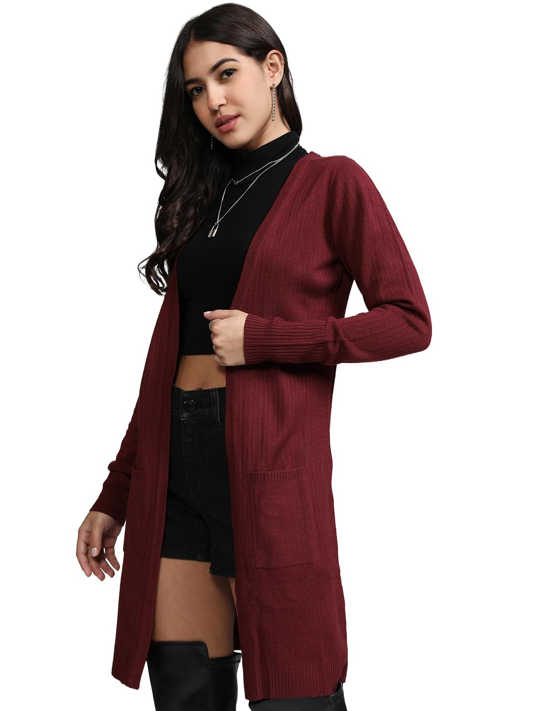 Women Round Neck Sweater TTa1000130 Brown M-image-28