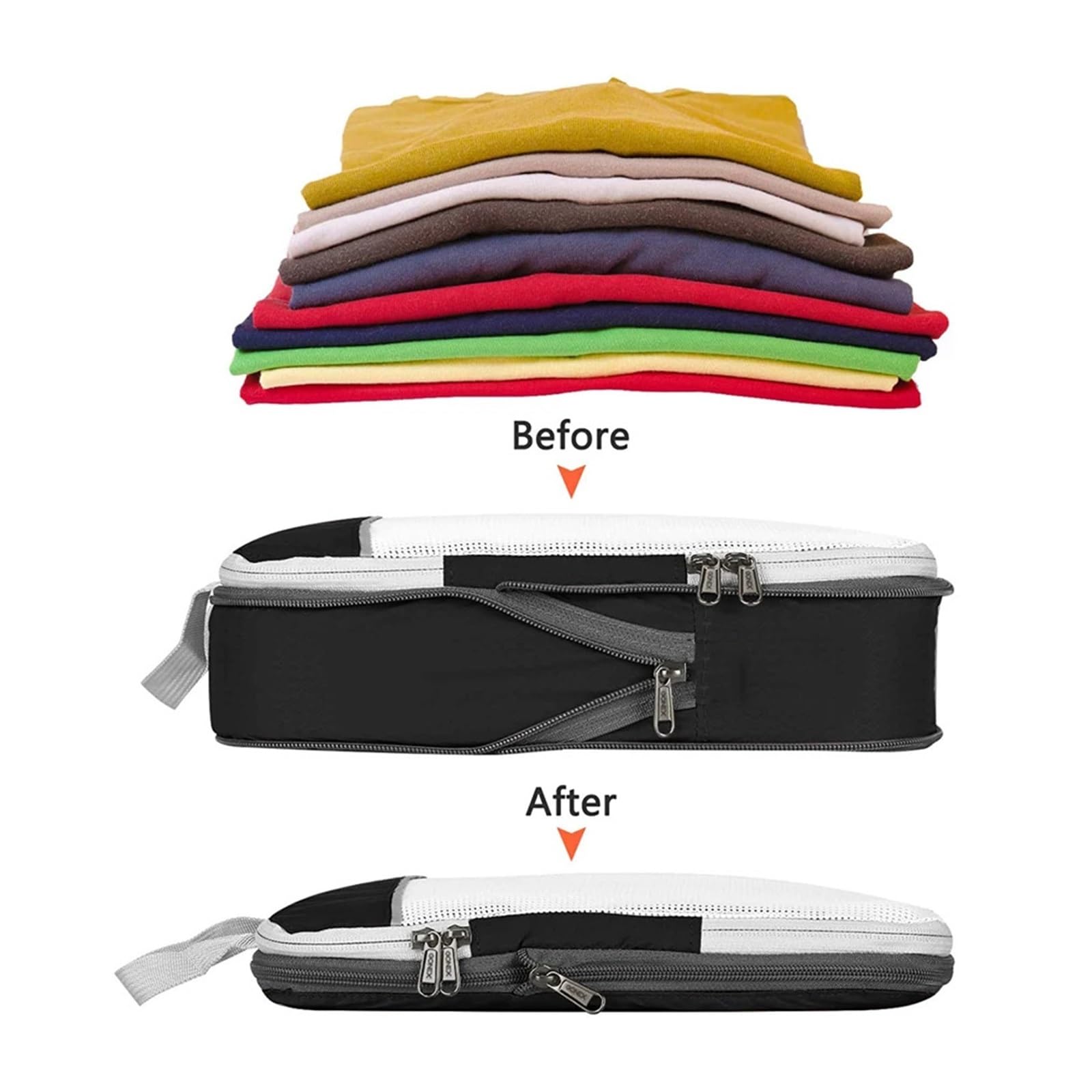 Set organizer per bagagli Borsa da viaggio con cubi di imballaggio comprimibili, pieghevole, impermeabile, valigia da viaggio in nylon portatile con organizer for bagagli a mano