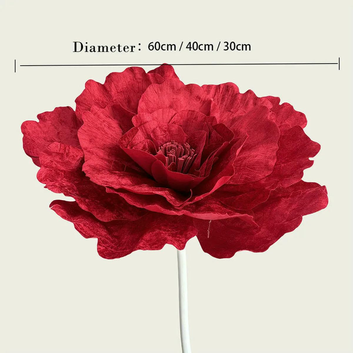 30-60 cm di fiori giganti artificiali di peonia, di rosa artificiale rosso vino, fiori per guinzaglio, decorazioni per vetrine di matrimoni, 60 cm rosso vino
