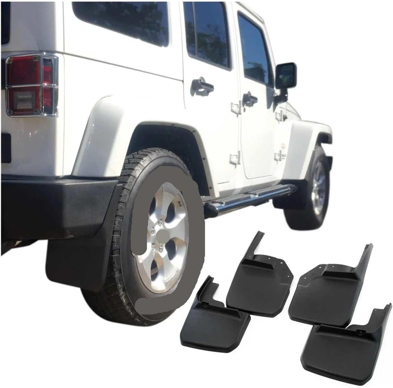 マッドフラップ 4 個フロントリアラングラー JK マッドガード車