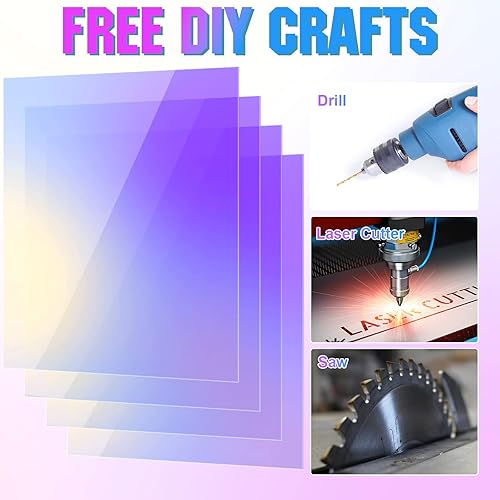 Miniatura 3 de Kathfly Acrylic AB Sheet Colored Translucent Acrylic Iridescent Radiant Sheet Laser Cutting Board Panel for Glass, DIY Painting, Art Craft, 2 Sides