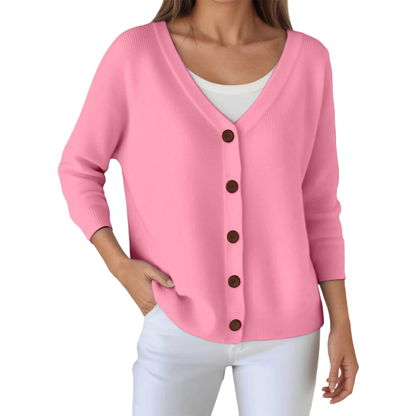 Ronony Womens Cardigan Sweaters Lightweight Button Down V Neck Oversized Carfigan Long Sleeve Open Front Winter Warm Sweaters