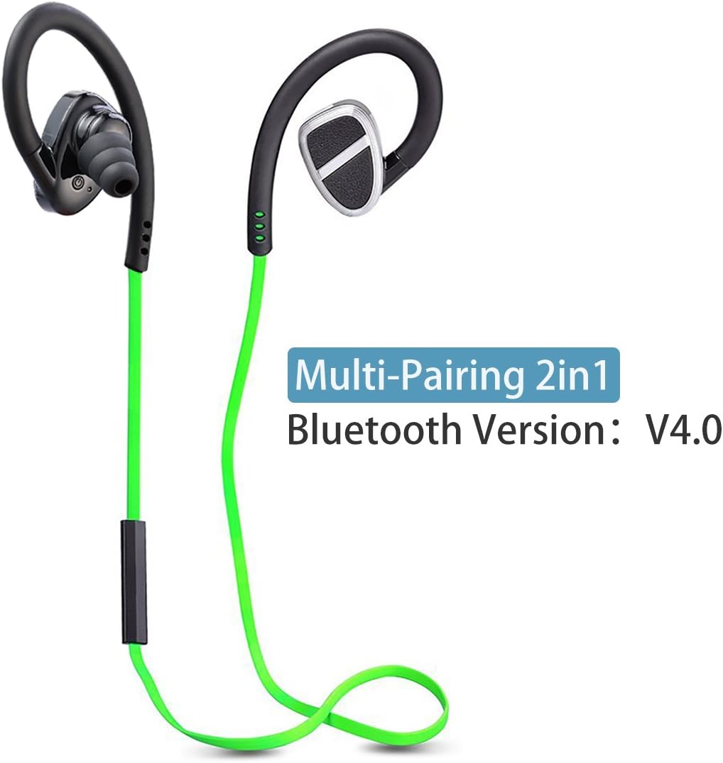 WM Green Sweat-proof Wireless In-ear Sports Earbuds Stereo Built-in Micro Headphone for Sports Running Hands-free Calling H902 (aptX, Bluetooth 4.0, CVC 6.0 Noise Canceling, 8 Hours Play Time)
