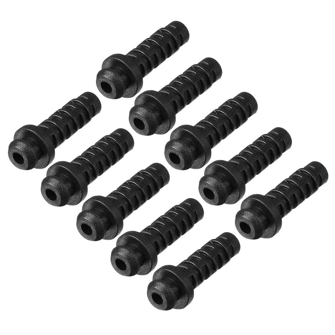 sourcingmap 10pcs 3mm Inner Dia PVC Strain Relief Cord Boot Protector Power Tool Hose Black