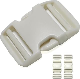 2 inch Buckle, Quick Side Release Buckles for 2" /50mm Nylon Webbing Straps 2 Set Plastic Buckle+4PCS Tri-Glide Slides Dual Adjustable Clips Snaps Heavy Duty Replacement for Backpack White