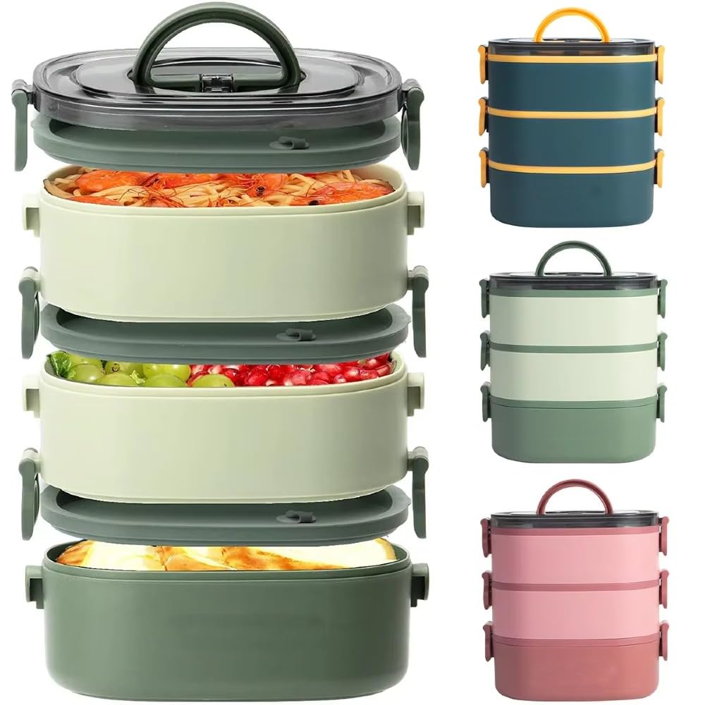 2000ML Lunch Box przenośny 3-warstwowy dla dzieci, studentów Bento Box, szczelny, nadający się do mikrofalówki, pojemnik na żywność, szkoła, podróż, biuro, piknik