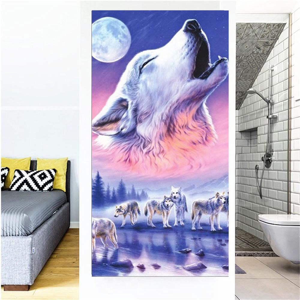 Diamond Painting Wolves,5D DIY Diamond Art Paintings by Numbers Full Kits for Adults/Kids Crystal Embroidery Cross Stitch Pictures Home Wall Decor-Square Drill,30x90cm