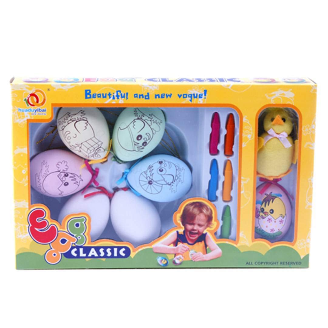 7pcs DIY Egg + Crayons, Hanging Ornaments Easter Decoration