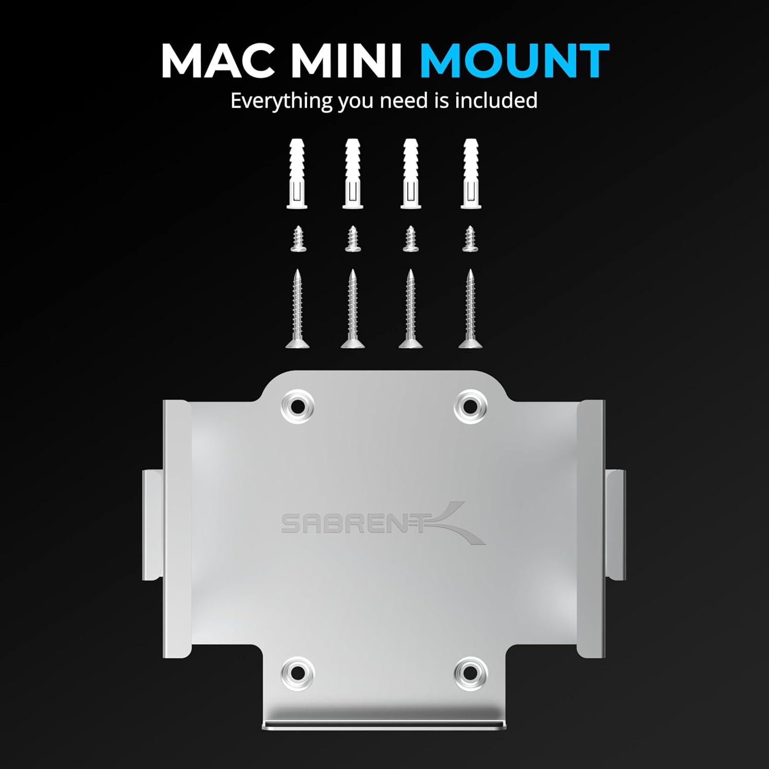 SABRENT Desk/Wall Flex-Mount for Mac mini (2024+) – Aluminum Scratch-Resistant Mount for Wall, Desk, or Surface – Enhanced Cable Management & Airflow – Mac mini Mounting Accessory (BK-MAC2)