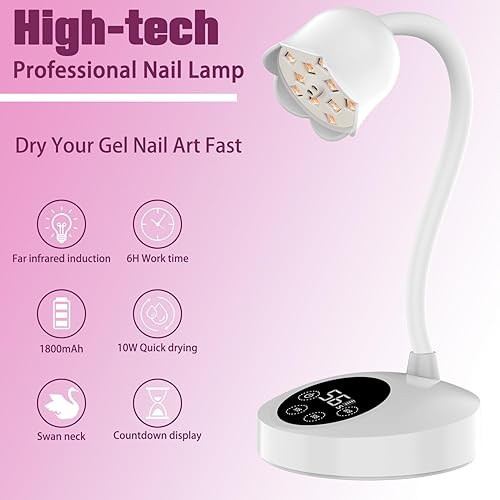 Miniatura 2 de Rechargeable UV Nail lampGooseneck, Lotus Appearance Design, Portable and Convenient, 10W Power for Fast Drying Includes UV Nail lamp Gloves.