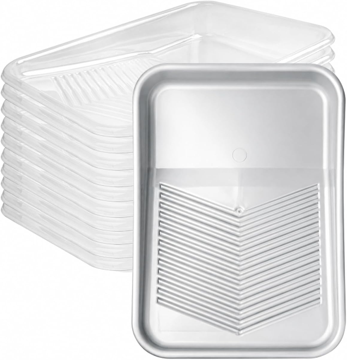 Mister Rui Paint Tray with Liners 9 Inch 11 Pieces Tray Set | Disposable Plastic Paint Tray Liners for 9 Inch Paint Pan, Silver Large Paint Tray Set for Home Decor, House Painting
