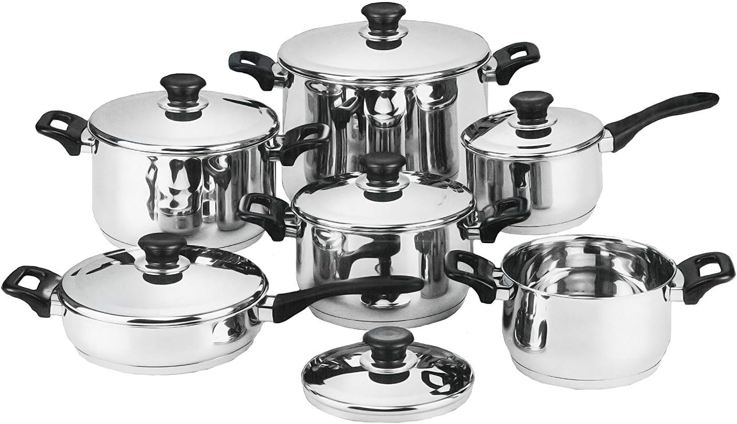 BATTERIA DI PENTOLE BAVARIA 12 PEZZI IN ACCIAIO INOX 18/10