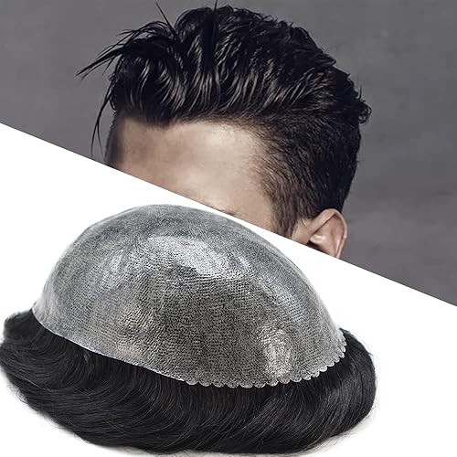 Miniatura 7 de Toupee - Sistema de reemplazo de cabello humano indio completo para hombre, 0.004 in, inyección de poliuretano natural, postizo para hombres (marrón