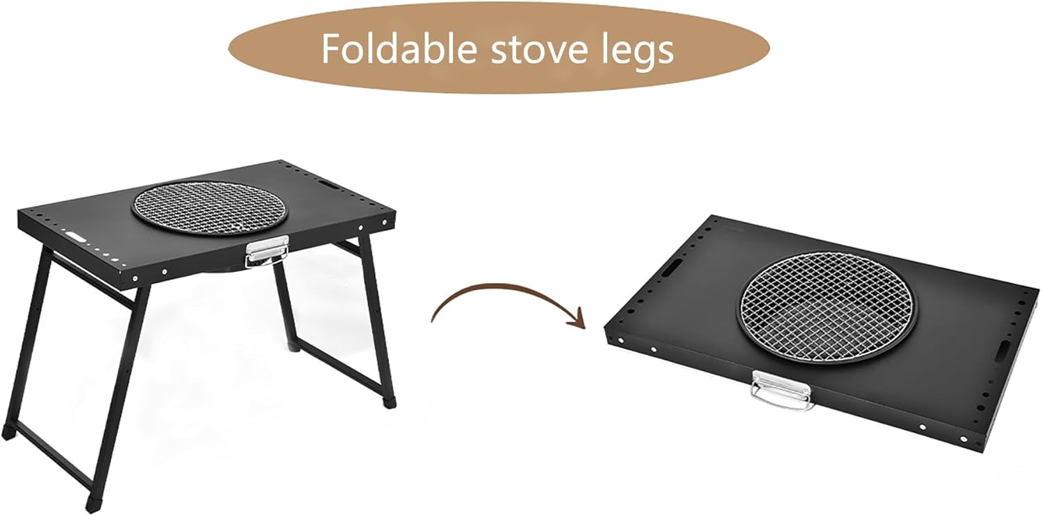 Portable Charcoal Grill,Patio Barbecue BBQ Grill,lBlack Folding Carbon steel Barbecue Grill, for Outdoor Cooking,Patio,Party, Picnic,Travel,Camping,Home Use(25.5x14.5x18.5 inch)