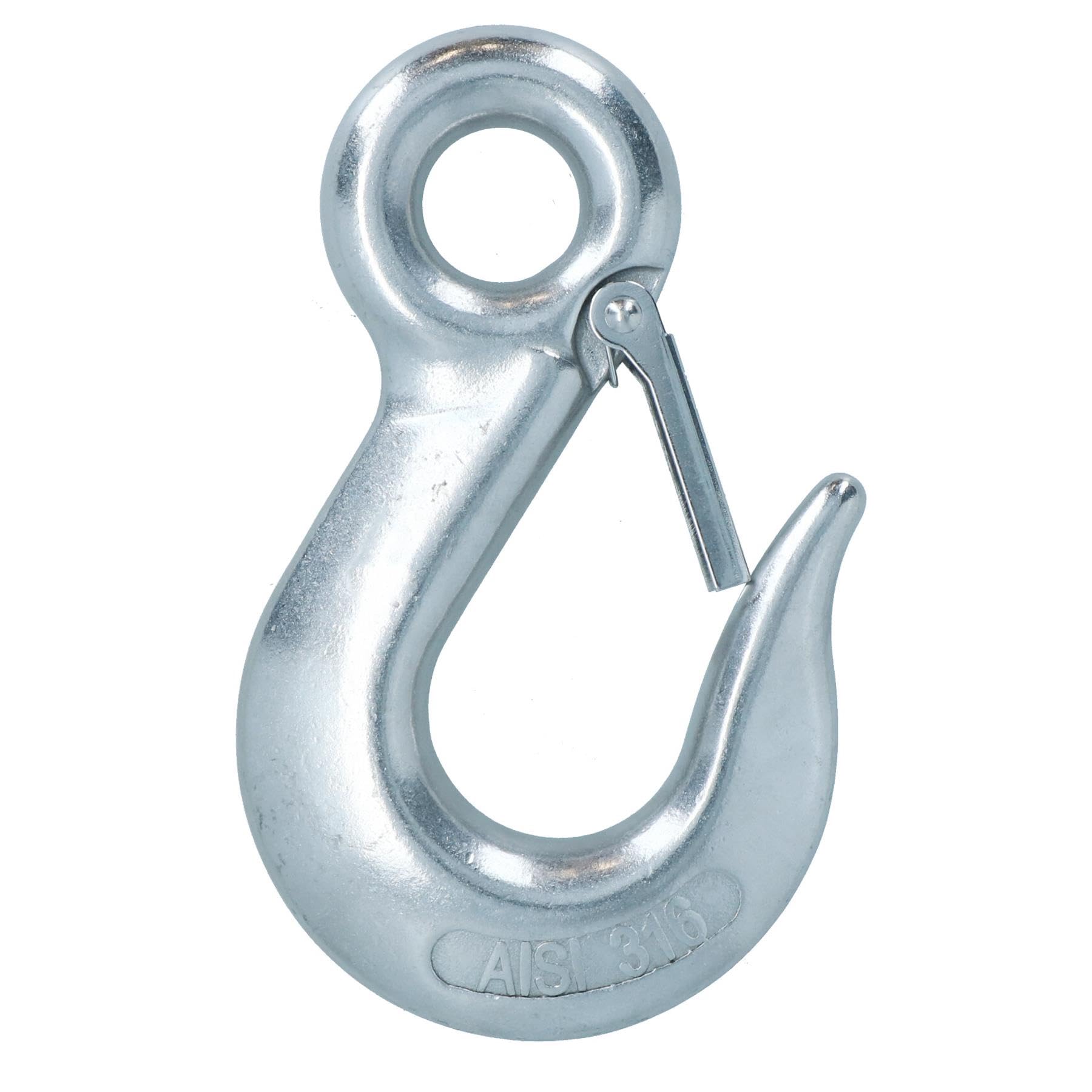 Gancio di sollevamento con occhiello di sicurezza in acciaio inossidabile 316 per catena da 1/2 ", 2 pezzi