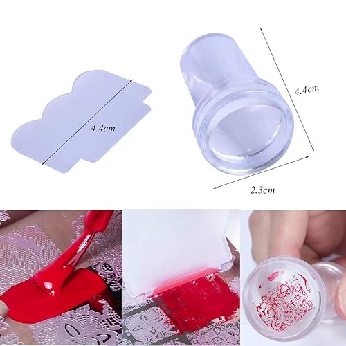 Miniatura 5 de Bellelfin Kit de sellos de uñas 3 piezas diseño de estrellas patrón de flores patrón de imagen a cuadros placa de estampado de uñas con raspador