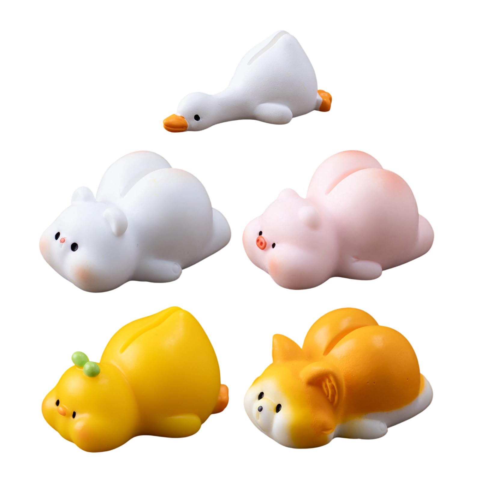 Vdaxvme Multicolor 5Pcs Tiny Animal Small Resin Miniature Animals Figures Ornament For Craft Garden Aquarium Potted Home Decorations Bulk Tiny Little Figurines