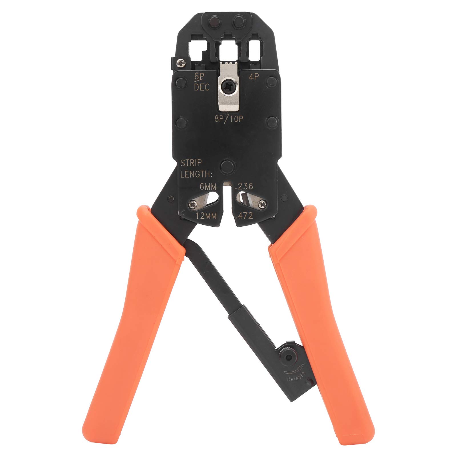Pinza per crimpare in acciaio ad alto tenore di carbonio, strumento manuale per la crimpatura dei cavi, con design ergonomico a cricchetto e porte 8P/6P/4P per connettori di