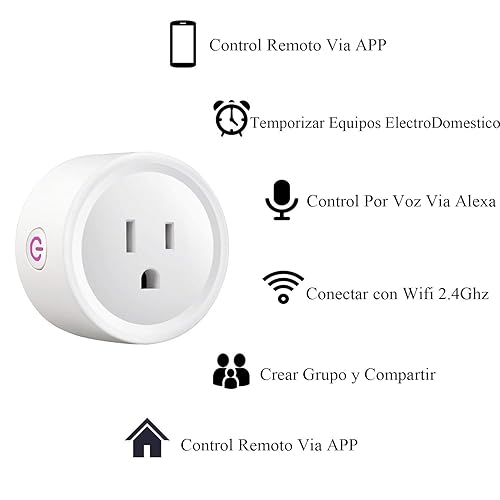 Miniatura 2 de WiFi Smart Plug Paquete de 2, Enchufe Inteligente Mini Outlets, Toma de Corriente Inalámbrica Compatible con Tienda Alexa, Google Home y