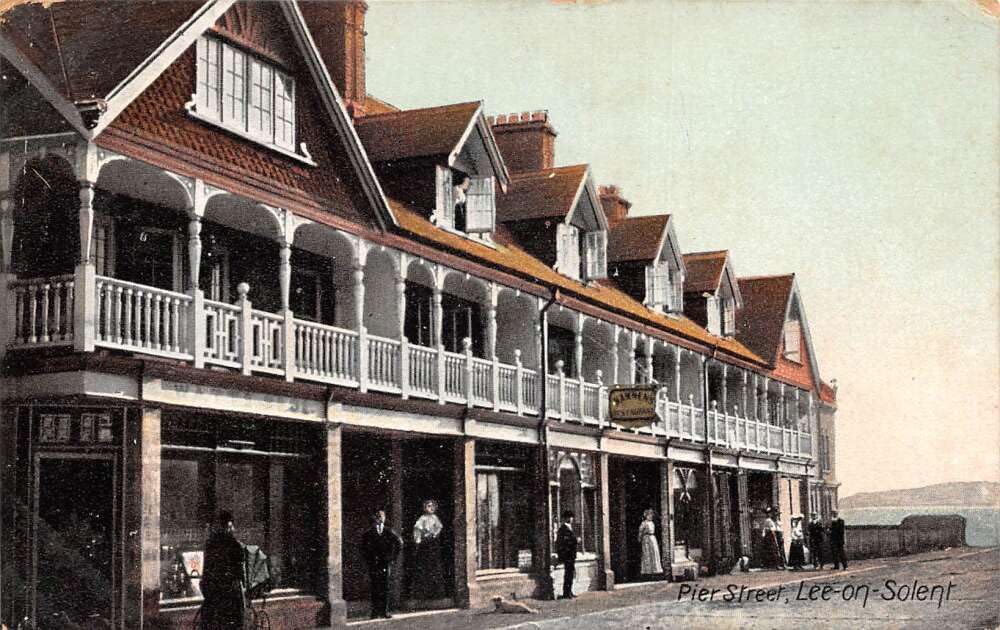 Lee on the Solent England Pier Street Vintage Postcard AA70161