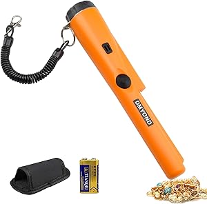 Dmyond Metal Detector Pinpointer, Professional Waterproof Handheld Pin Pointer Wand, Search Treasure Pinpointing Finder Probe with 9V Battery for Adults, Kids - Orange