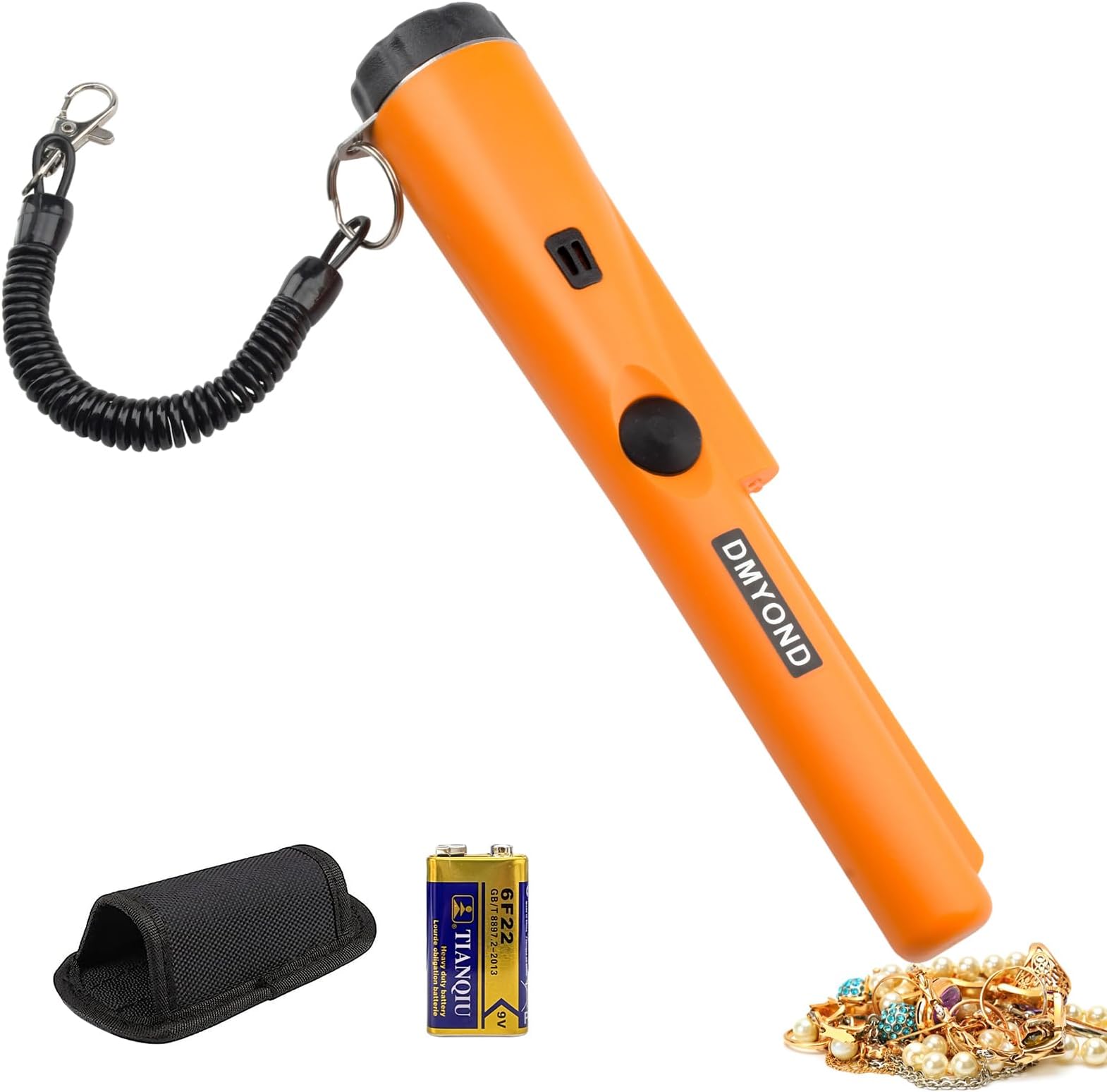 Dmyond Metal Detector Pinpointer - Professional Waterproof Handheld Pin Pointer Wand - High Sensitivity 360° Detection - Search Treasure Pinpointing Finder Probe for Adults, Kids - Orange
