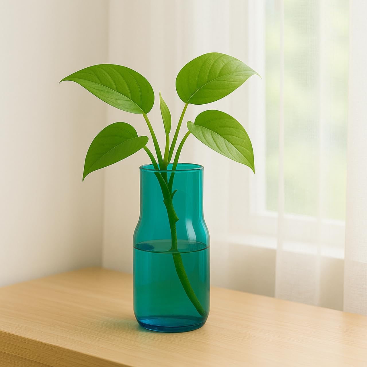 Kraftsun Glass Vase for Flowers Plants, Modern Decorative Vase for Home Decor Center Table, Bedroom, Living Room, Office Decoration, Wedding or Gifts, Blue Glass Vase (Blue)-picture-33