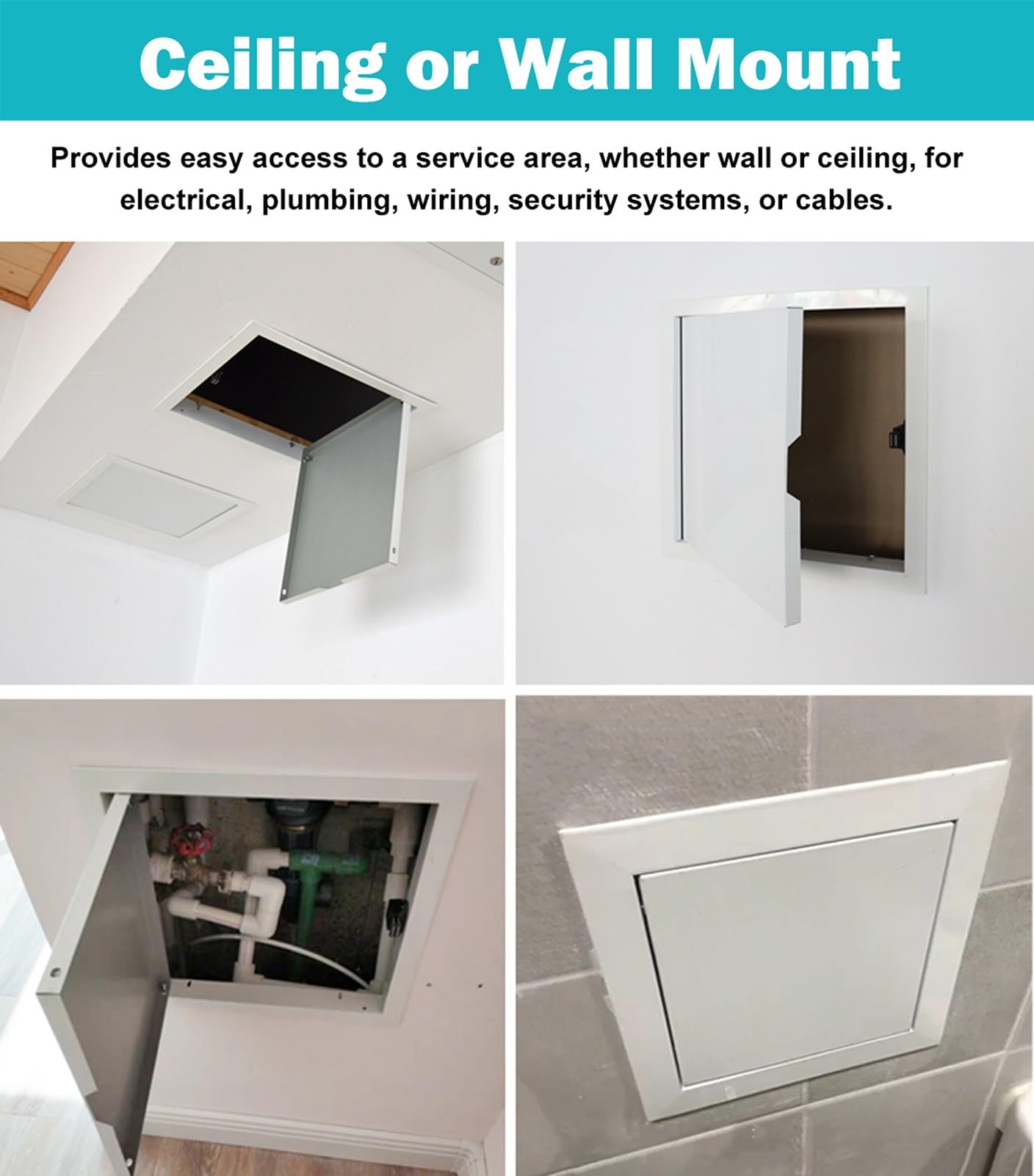 Magnetisches Inspekt-Panel für Trockenbau und Decke, Metall-Zugangstür, einfacher Zugang zu Sanitärinstallationen, weiße Ren-Abdeckung, 30 x 55 cm, sicher