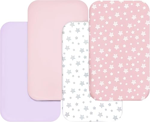 Miniatura 1 de Sábanas de moisés para bebés niños y niñas, paquete de 4 (33 x 20 pulgadas), compatibles con Mika Micky, Baby Delight, Dream On Me, Koola Baby, AMKE
