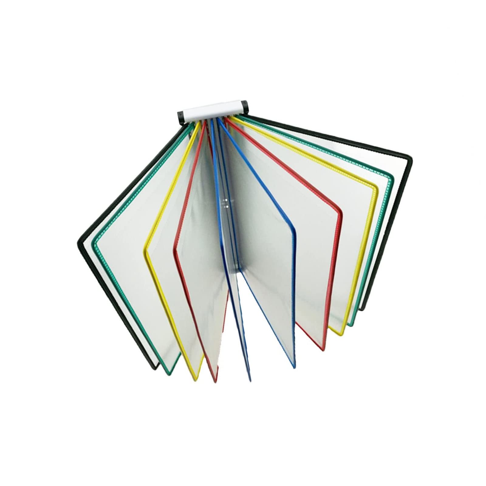 Cartel de Pared Flip Book Display, Sistema de Referencia de Pared con 10 Paneles de Doble Cara for Documentos tamaño Carta A4, Colores Surtidos, PVC.(Assorted)