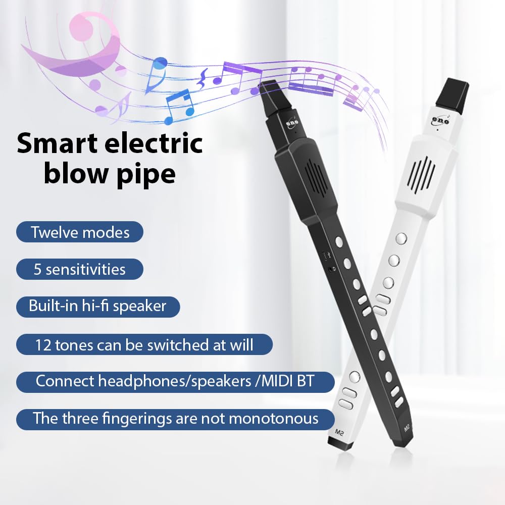 sassofono elettrico ENO Strumento a fiato digitale Portatile Automatico Vibrazione Elettronica Strumento a fiato Set con Bocchino Rimovibile Type-C Ricaricabile 1200mAh Flauto Elettrico