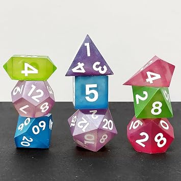 RESINWORLD Upgraded 9 Piece Polyhedral Dice Mold (New Font), DND Dice Set Mold with Extra Pendant Crystal D4