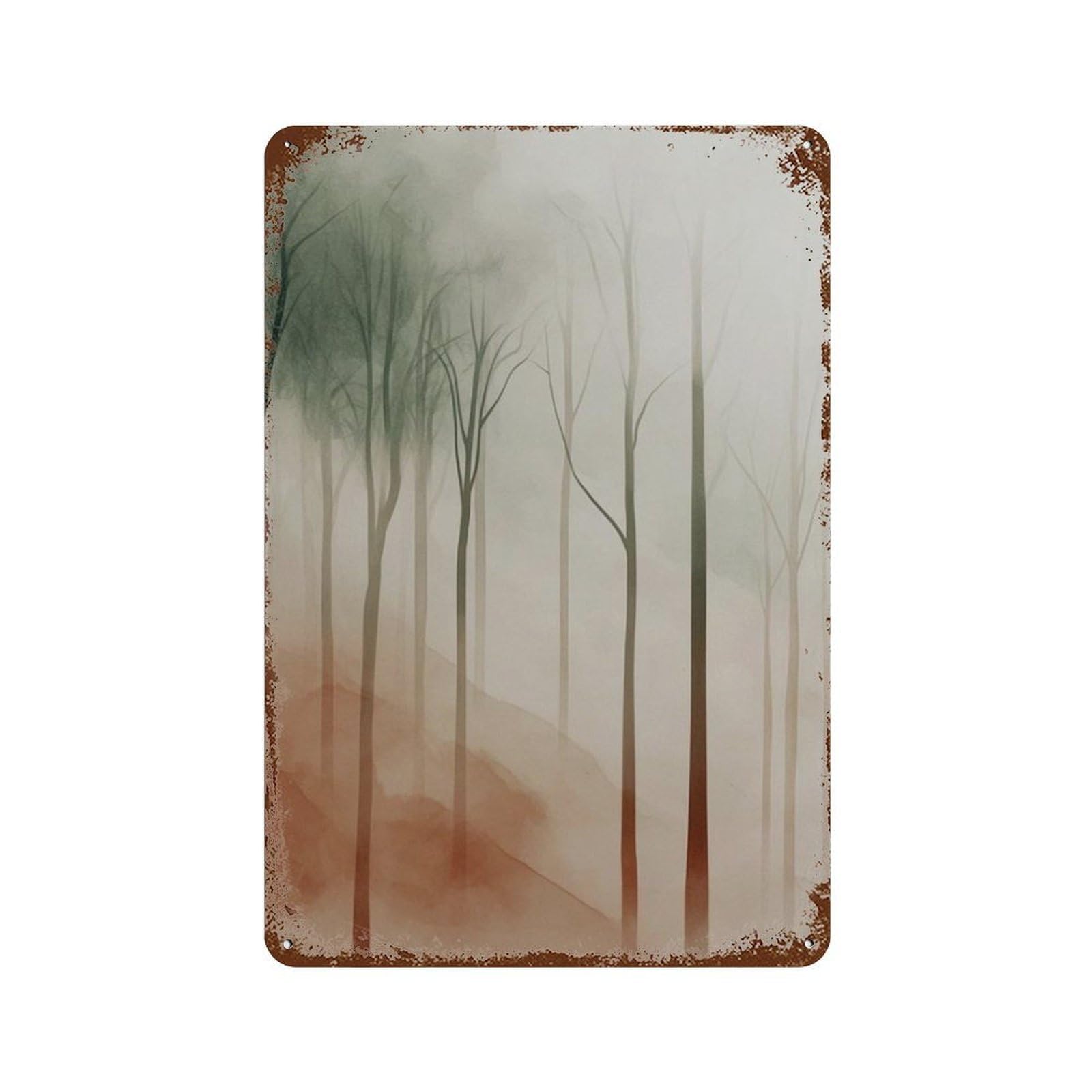 xiaoxiaoshen Abstract Forest Minimal Tree Landscape Neutral Nature Scandinavian Woodland Wall Decor Art Metal Tin Poster Modern Home Decor Art Home Bar Shop Decorations Vintage Sign 30x20cm