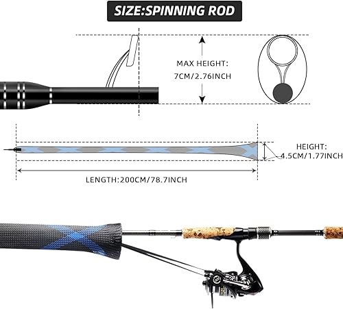 Miniatura 70 de SF Funda para caña de pescar, funda de caña de pescar, cubierta de caña de pescar, protector de caña de malla trenzada, guantes de caña de pescar