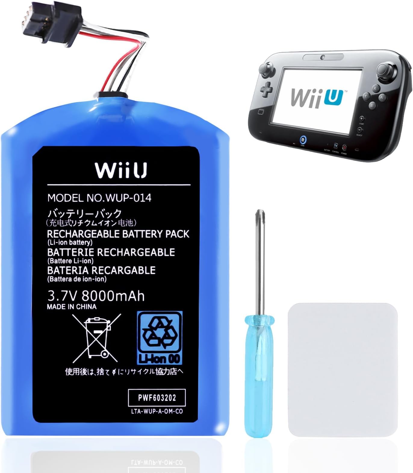 8000mAh Wii U Gamepad Battery Replacement Rechargeable Battery Pack Wii Accessories for Nintendo Wii U Gamepad
