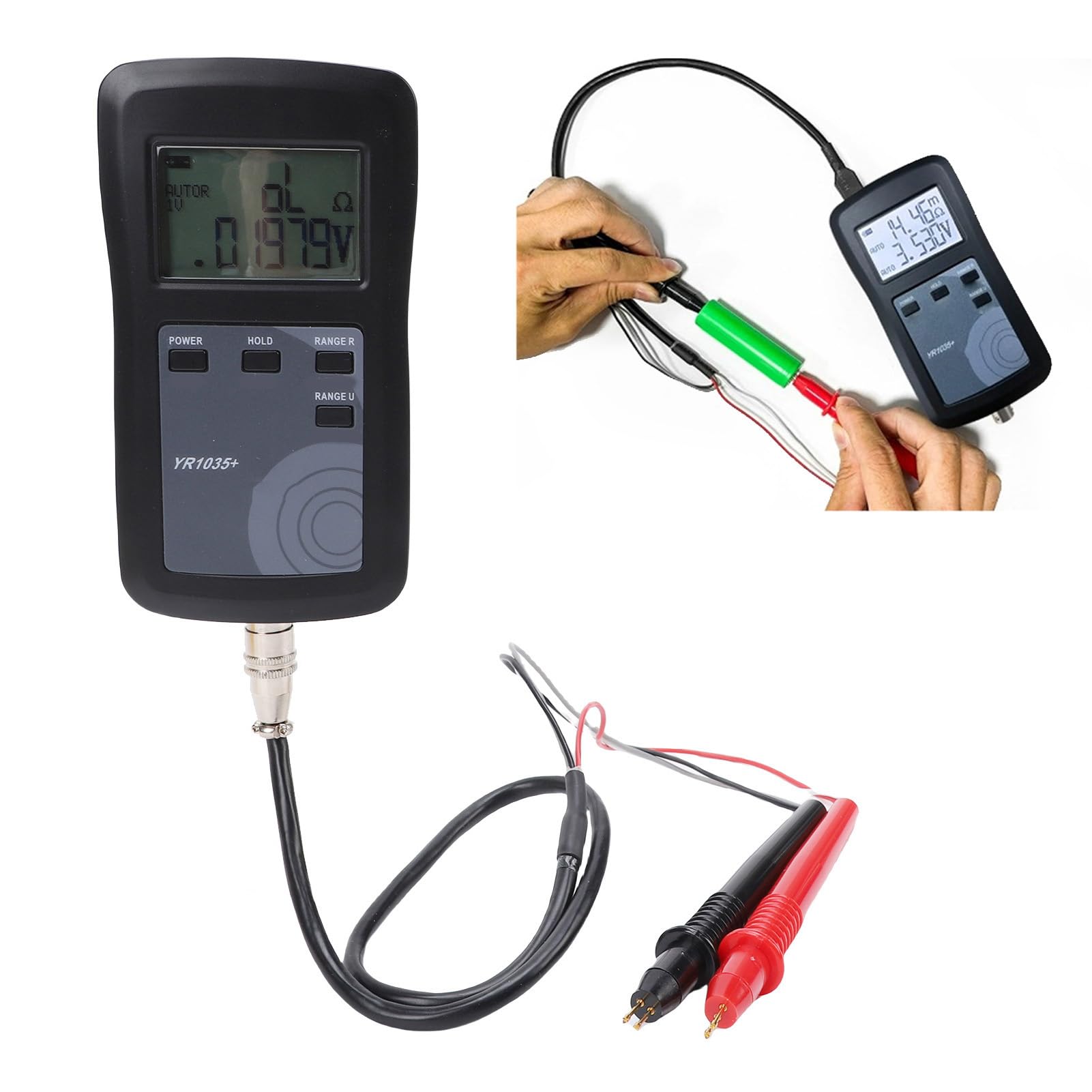 Topiky Tester Digitale per Batterie a 4 Fili Tester di Tensione per Misuratore di Resistenza Interna per Batterie Li-ion Ni-MH Ni-CD Risoluzione 0,01 MOhm 0-100 V CC con Funzione ZR Batteria
